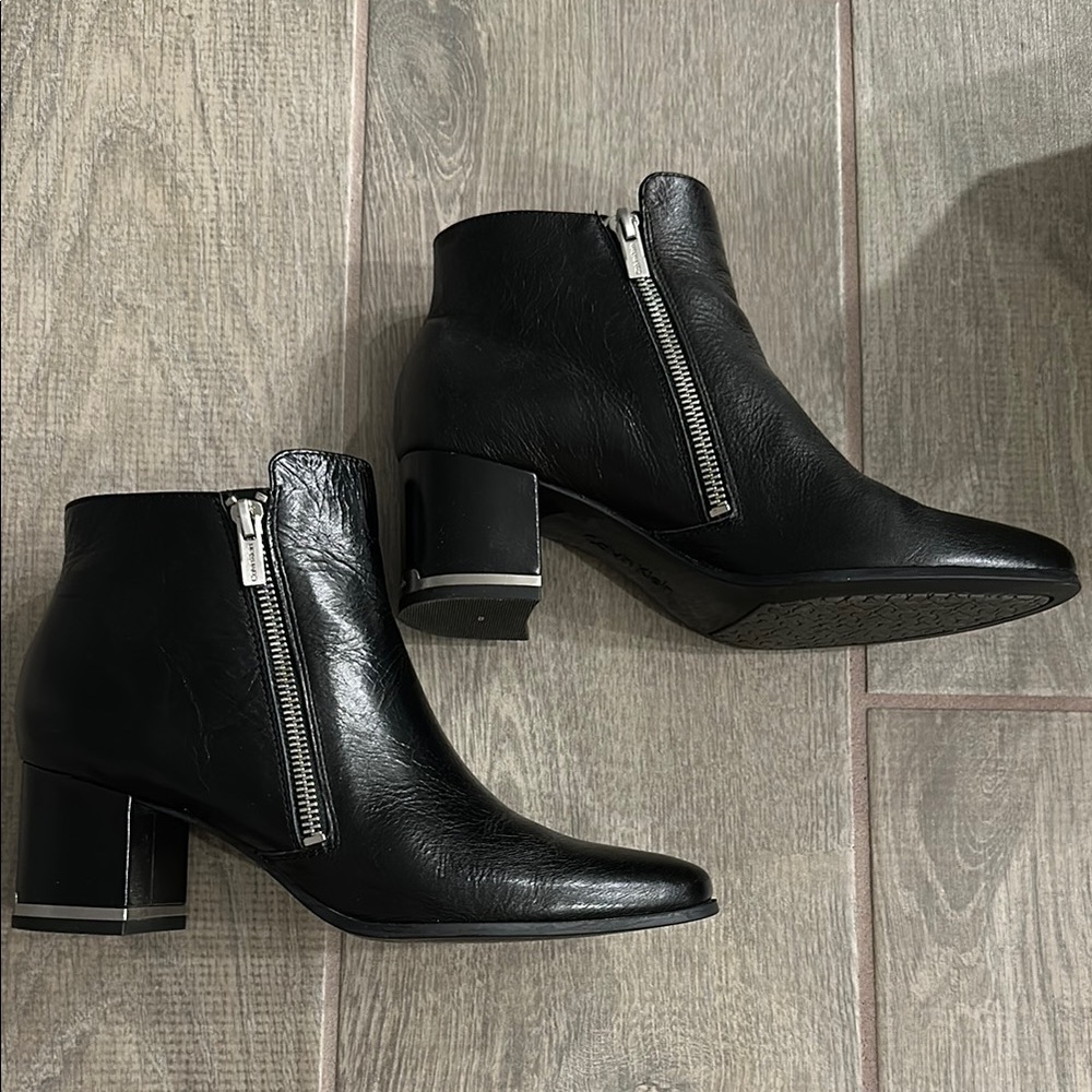Calvin Klein Black Ankle Boots with Silver Zipper